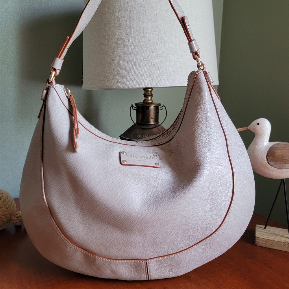 Kate Spade WKRU1137 Lori Berkshire Road Taupe Leather Hobo Shoulder Bag